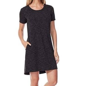 32 Degrees || black space dye short sleeve crewneck shirt dress